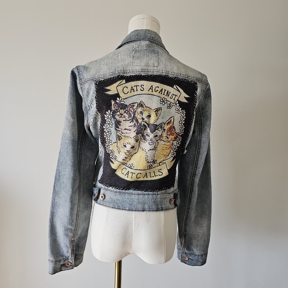 YMI Jackets & Blazers - Cats Against Catcalls Denim Jacket M Distressed Ymi